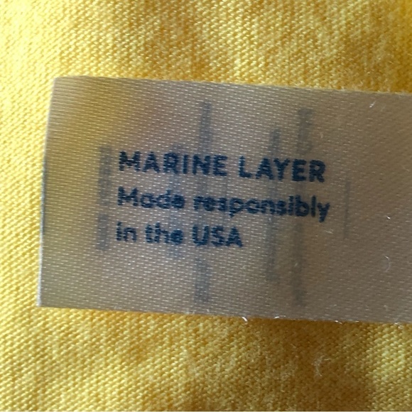 Marine Layer Mens Yellow Signature T-Shirt Size Large - Picture 5 of 6